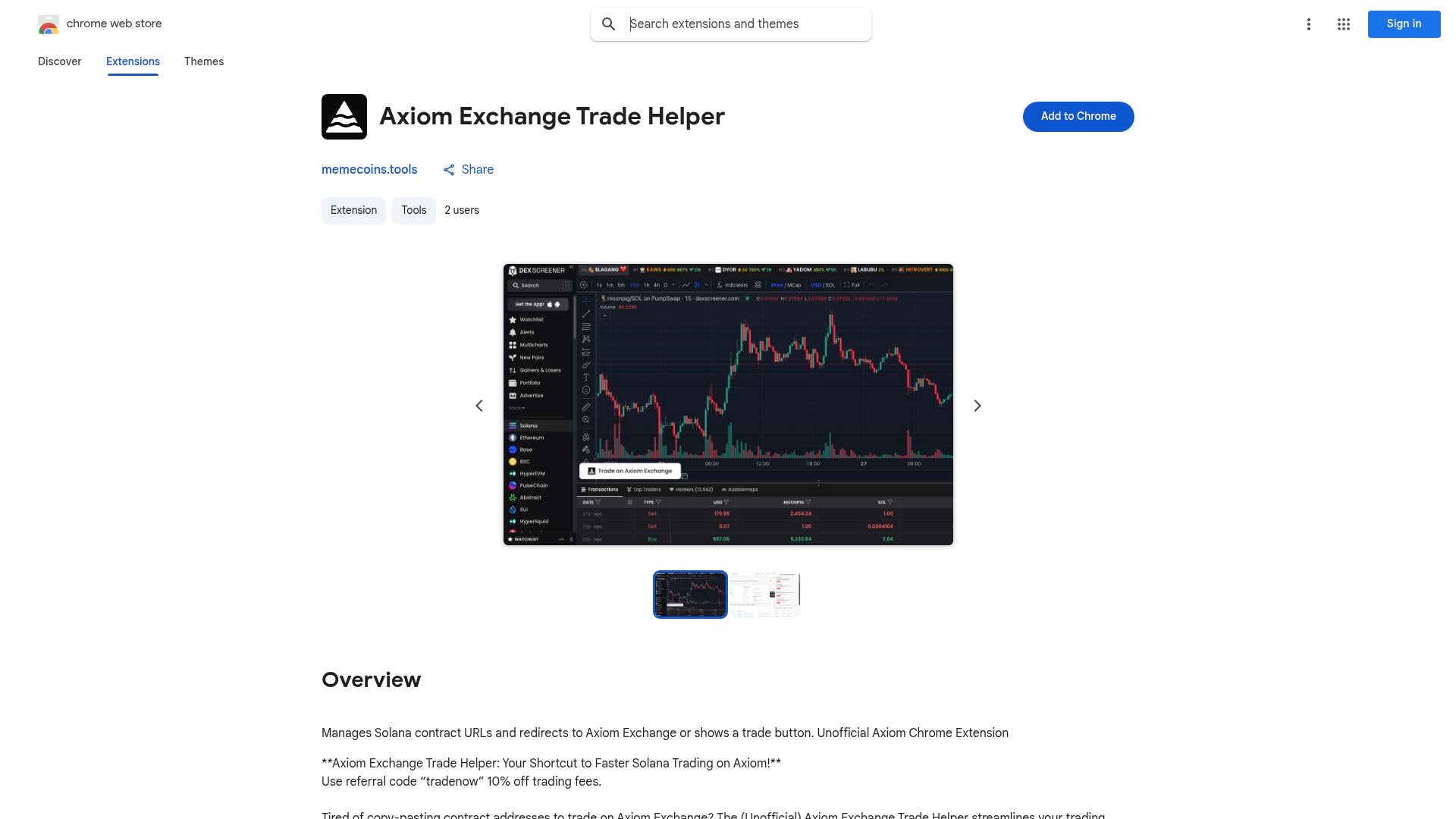 Axiom Exchange Trade Helper - Enhance your Solana trading speed with this  Chrome extension.