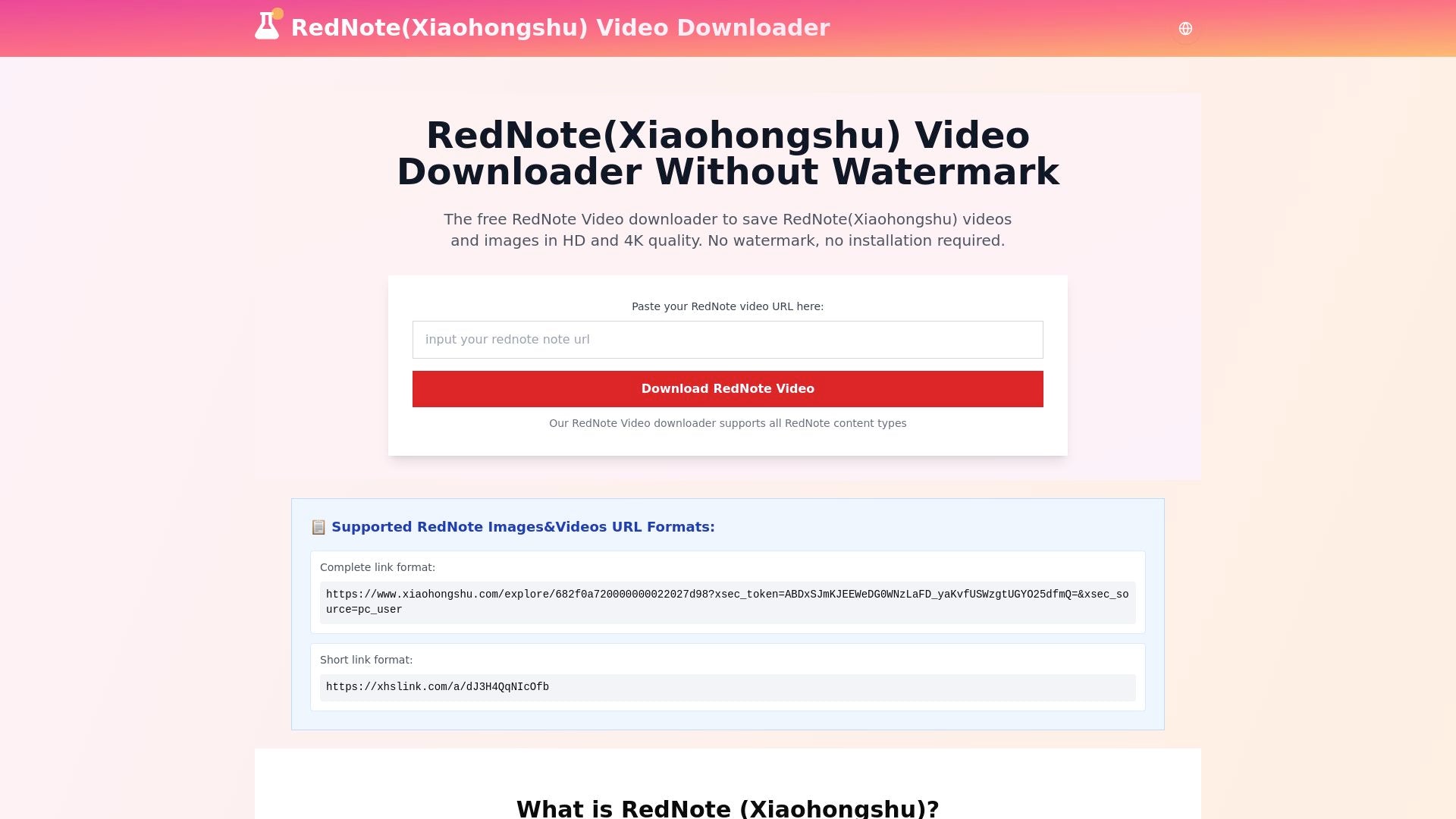 RedNote Video Downloader - Download RedNote videos and images for free.