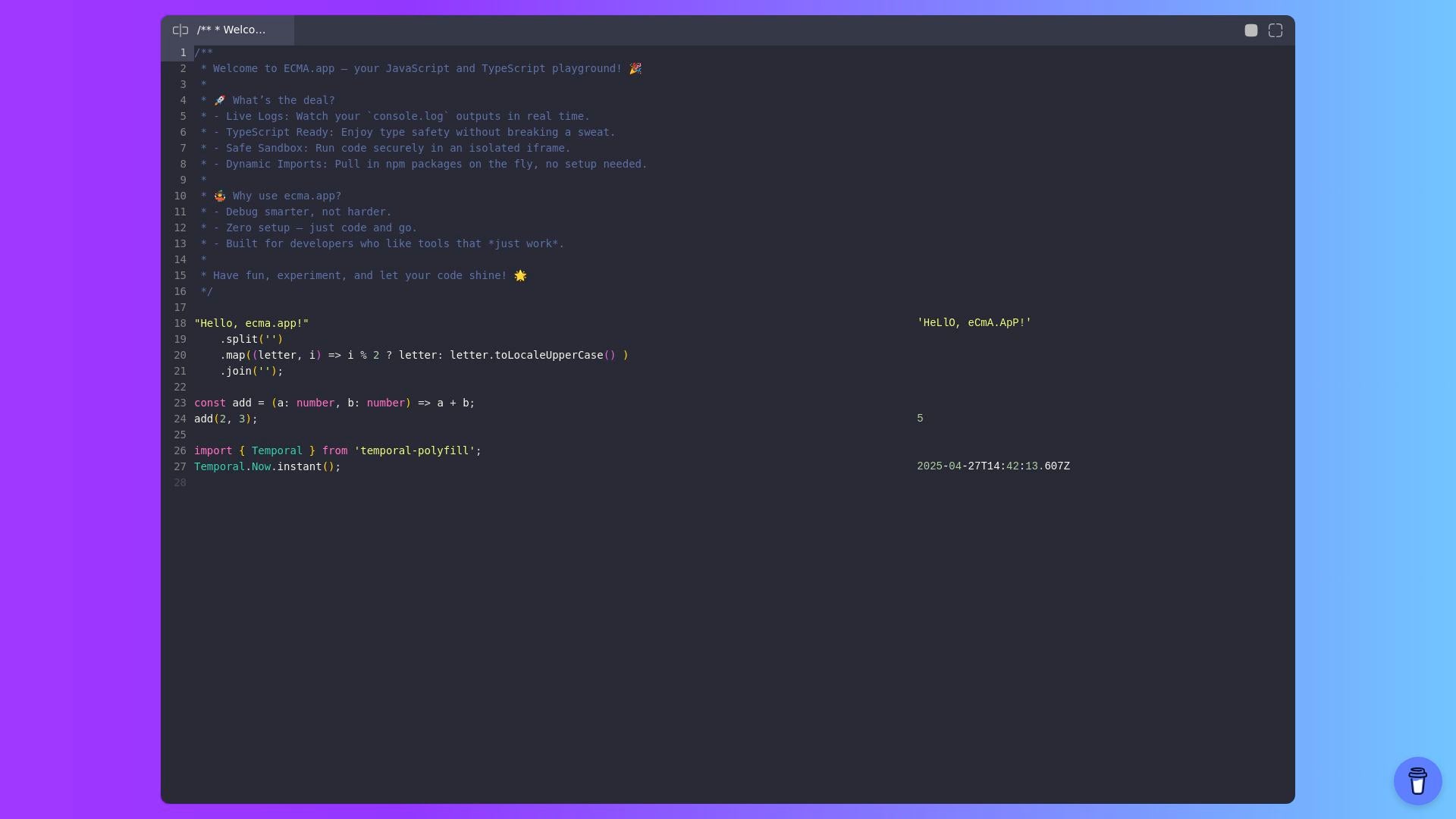 ECMA.app - Real-time code writing, testing, and debugging for ...
